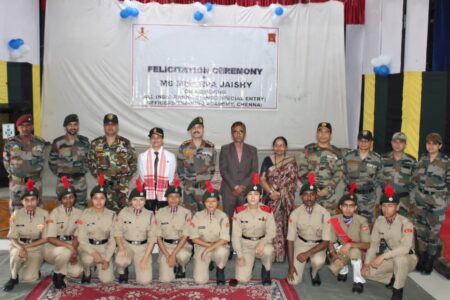 Spear Corps Warriors felicitated  Miss Minerva Jaishy All India Rank No 1,NCC Special Entry (OTA)