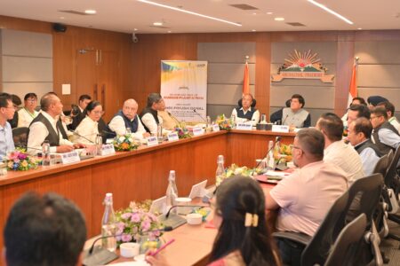 Assam Industry Minister Bimal Borah with Union Commerce Minister Piyush Goyel attended Rubber plantation Review meeting at Itanagar